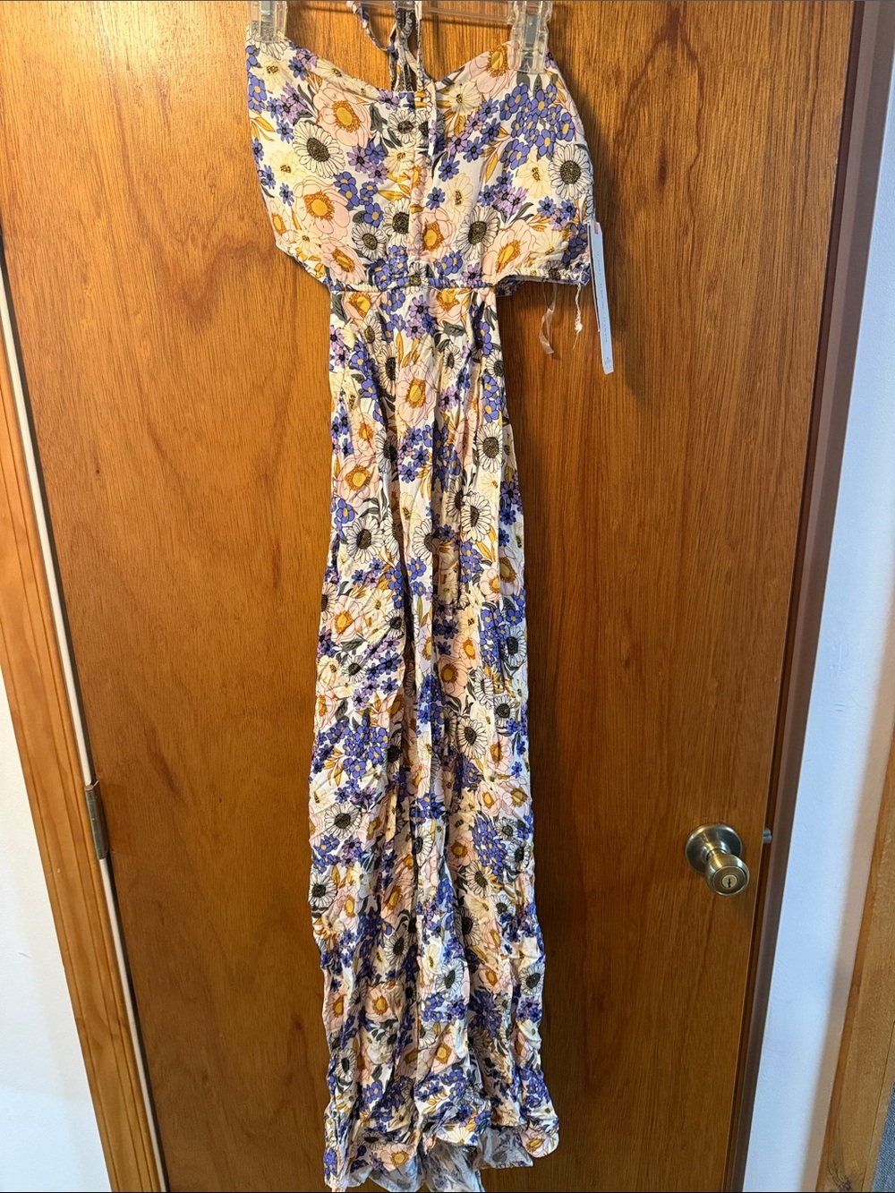 Floral Maxi Dress in Cream, Blue & Yellow